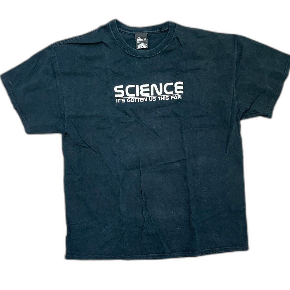 Vintage Think Geek SCIENCE: It Has Gotten Us This Far Black Men's SIZE XL